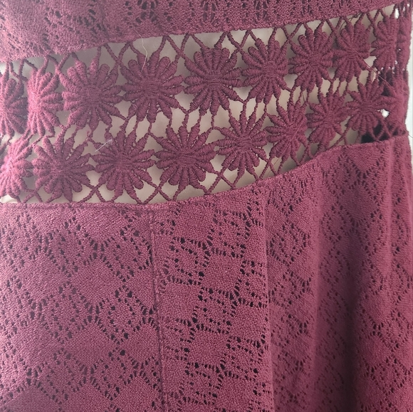 Free People Fitted With Daisies Red Floral A Line Fit Flare Mini Dress - Picture 7 of 7